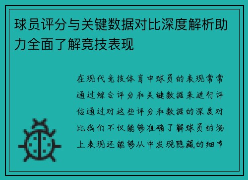 球员评分与关键数据对比深度解析助力全面了解竞技表现